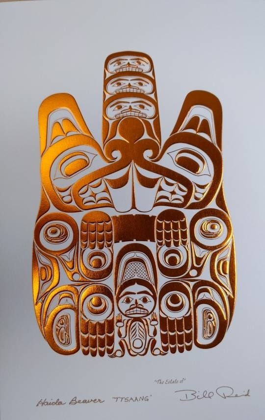 Haida Beaver by Bill Reid Haida Artist 6"x9" Copper Embossed Art Card