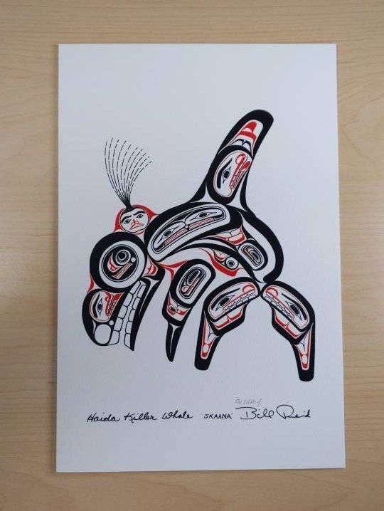 Haida Killer Whale "SKAANA" by Bill Reid Haida Artist 6"x9" Art Card