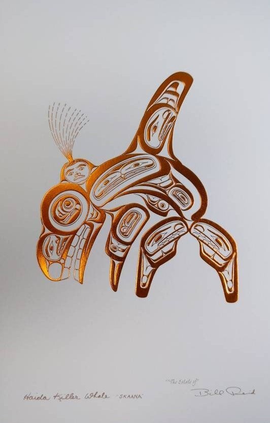 Haida Killer Whale by Bill Reid Haida Artist 6"x9" Copper Embossed Art Card