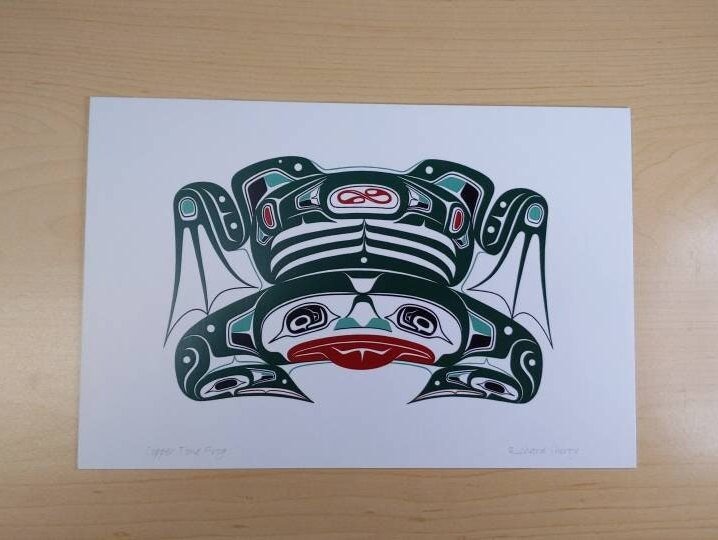 Copper Tone Frog by Richard Shorty Northern Tutchone Yukon Artist 6"x9" Art Card