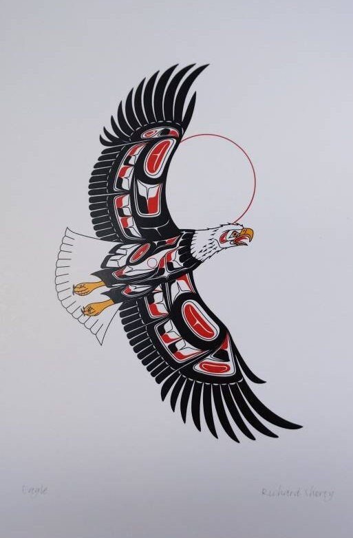 Eagle by Richard Shorty Northern Tutchone Yukon Artist 6"x9" Art Card