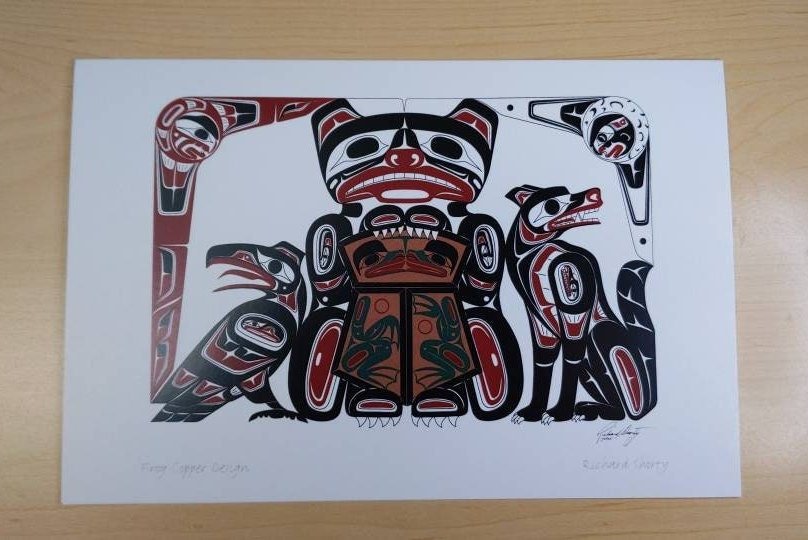 Frog Copper Design by Richard Shorty Northern Tutchone Yukon Artist 6"x9" Art Card