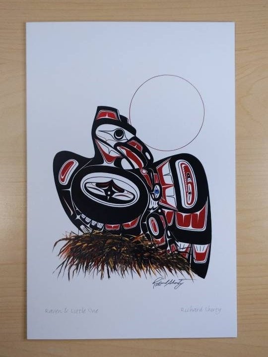 Raven and Little One by Richard Shorty Northern Tutchone Yukon Artist 6"x9" Art Card