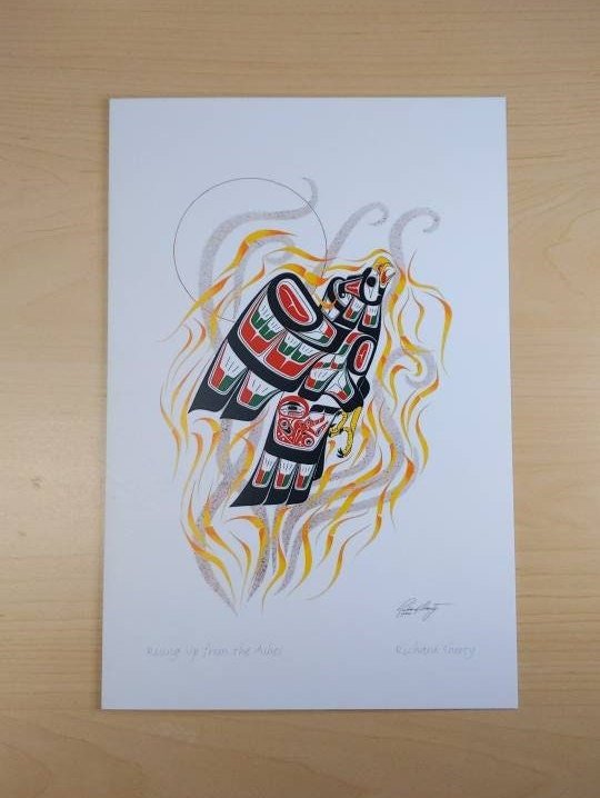 Rising Up from the Ashes - Phoenix by Richard Shorty Northern Tutchone Yukon Artist 6"x9" Art Card