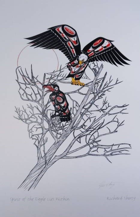 Spirit of the Eagle Lies Within by Richard Shorty Northern Tutchone Yukon Artist 6"x9" Art Card