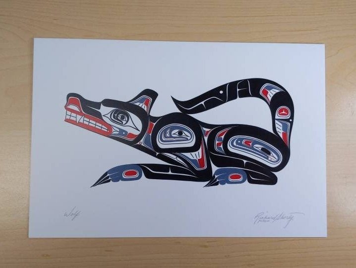 Wolf by Richard Shorty Northern Tutchone Yukon Artist 6"x9" Art Card