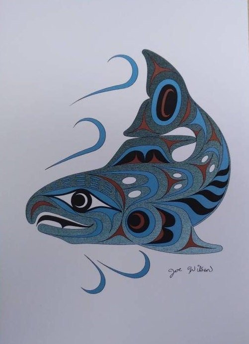 Spawning Salmon by Joe Wilson Salish Artist 6"x9" Art Card