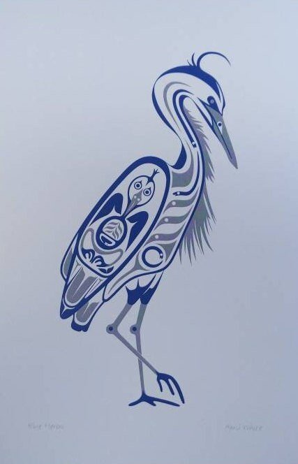 Blue Heron by April White Haida Artist 6"x9" Art Card