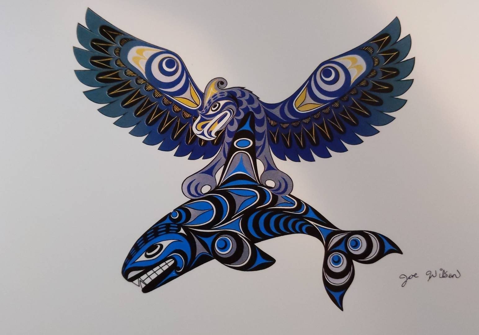 Thunderbird and Killer Whale by Joe Wilson Salish Artist 6"x9" Art Card