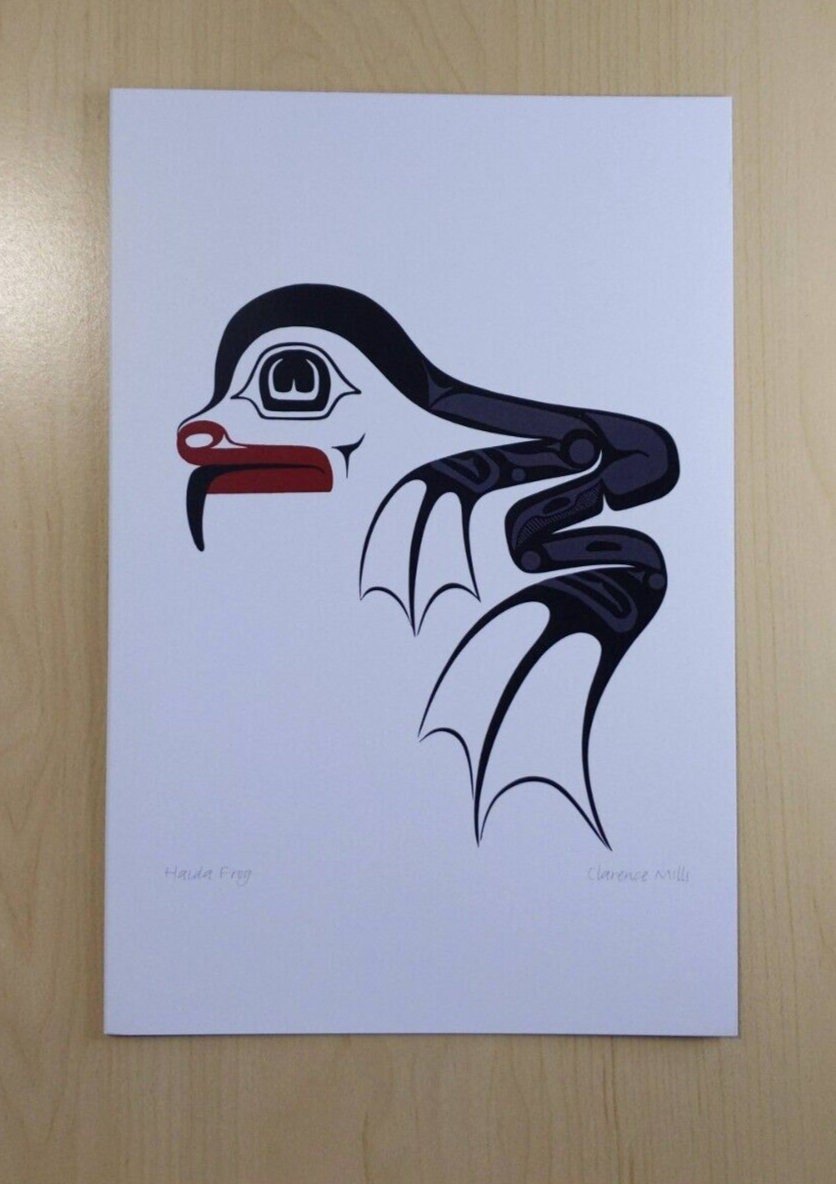 Haida Frog by Clarence Mills Haida Artist 6"x9" art card