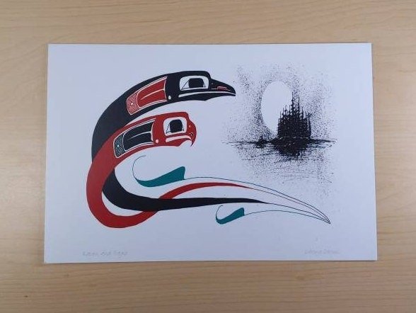 Raven and Eagle by Danny Dennis Tsimshian Artist 6"x9" Art Card