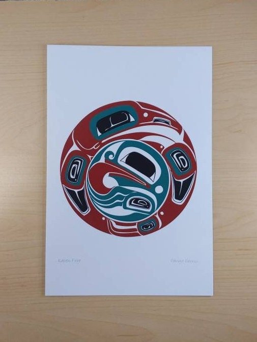 Raven Frog by Danny Dennis Tsimshian Artist 6"x9" Art Card