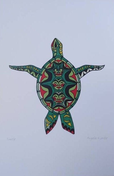 Turtle by Angela Kimble Coast Salish Artist 6"x9" Art Card