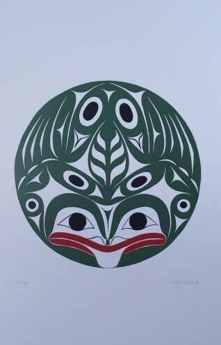 Frog by Gerry Sheena Coast Salish Artist 6"x9" Art Card