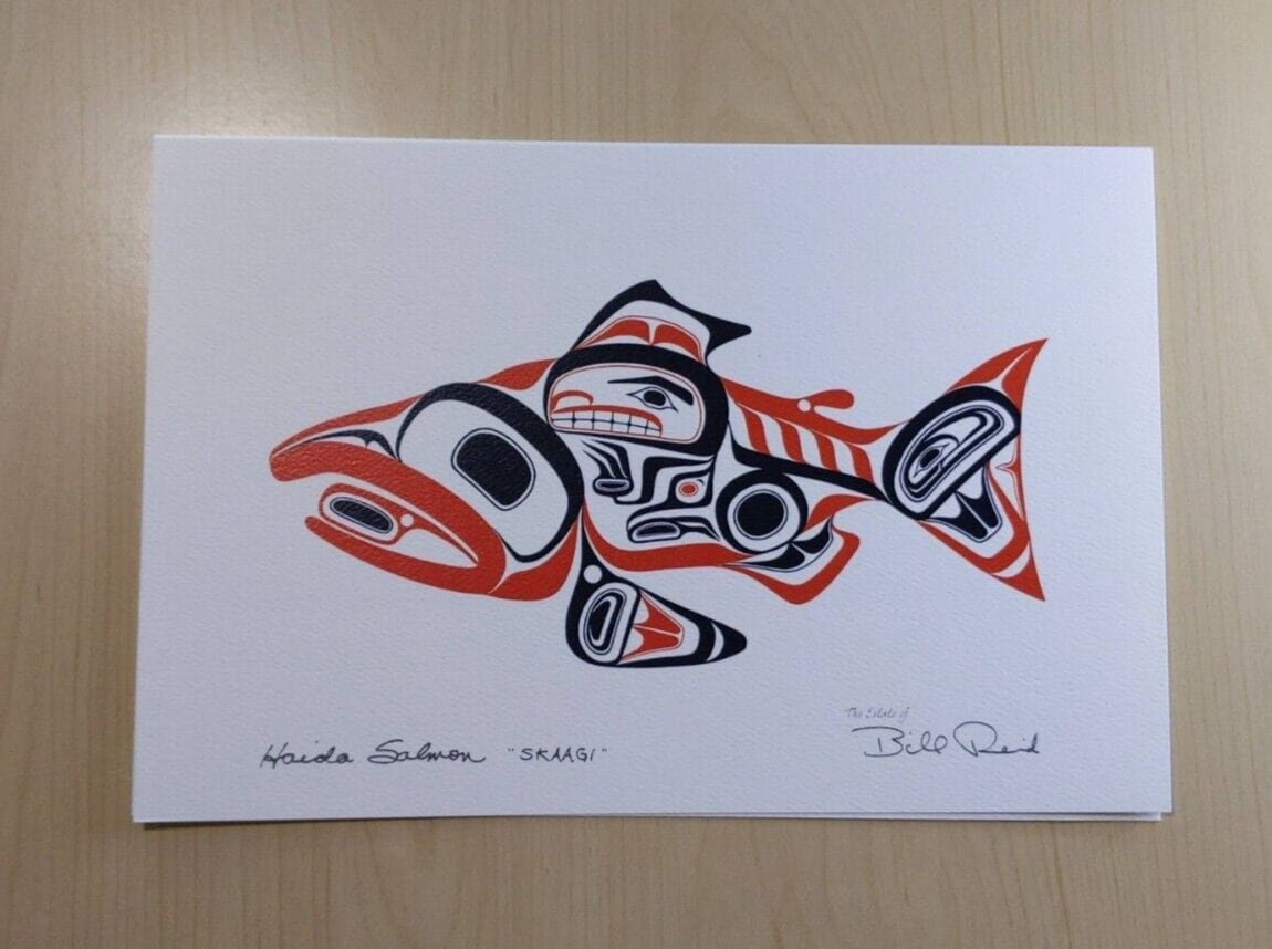 Haida Salmon by Bill Reid Northwest Coast Artist 6"x9" Art Card