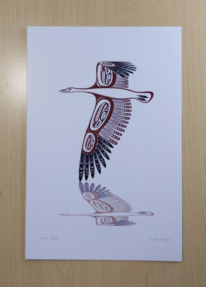 Snow Goose by Todd Baker Coast Salish Artist 6"x9" Art Card