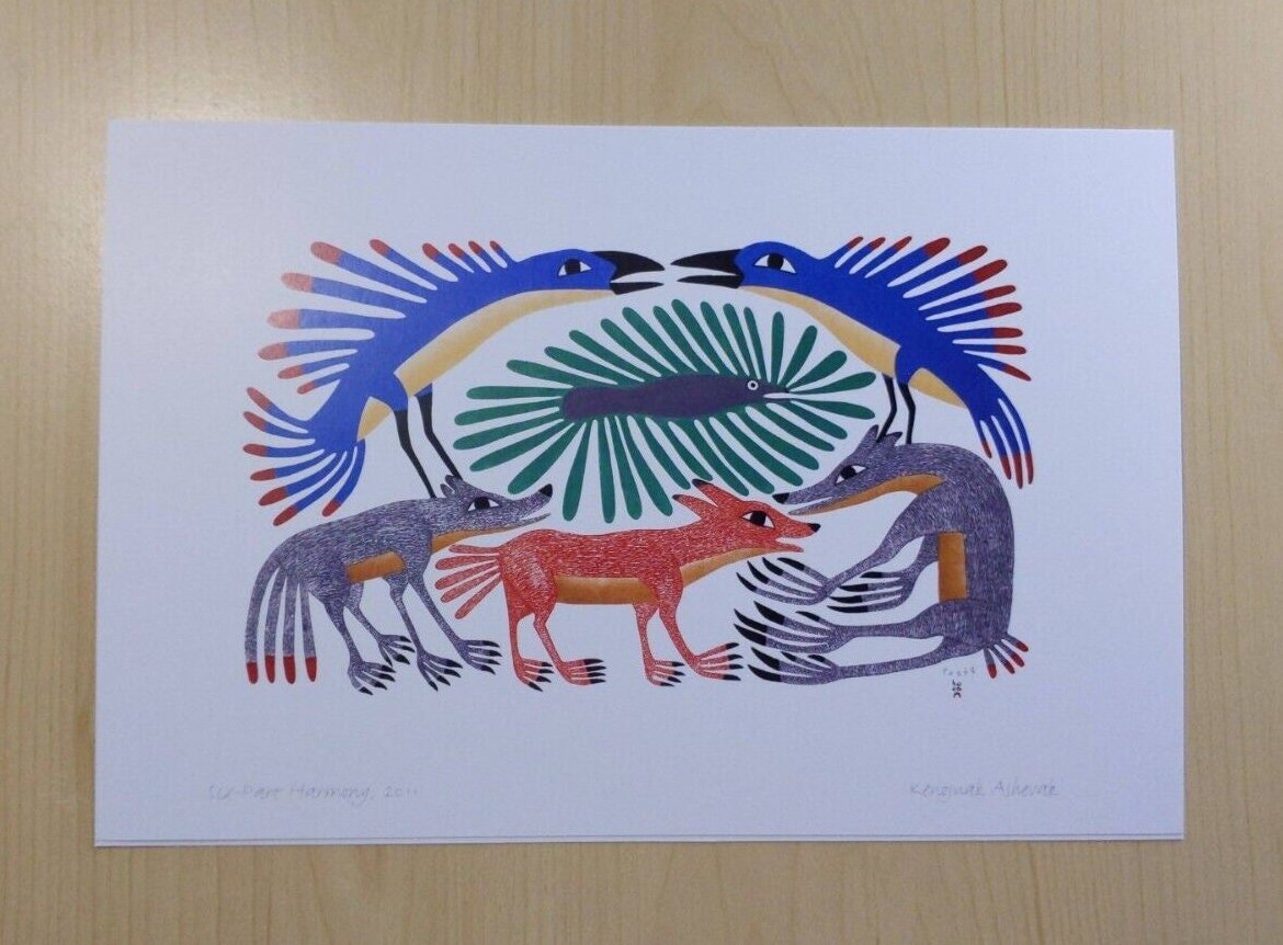 Six-Part Harmony by Kenojuak Ashevak Inuit Artist 6"x9" Art Card