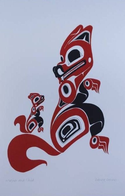 Mother and Child by Danny Dennis Tsimshian Artist 6"x9" Art Card