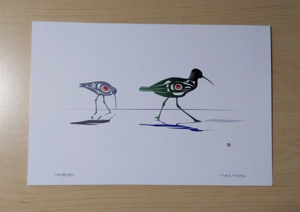 Sandpipers by Mark Preston Tlingit Artist 6"x9" Art Card