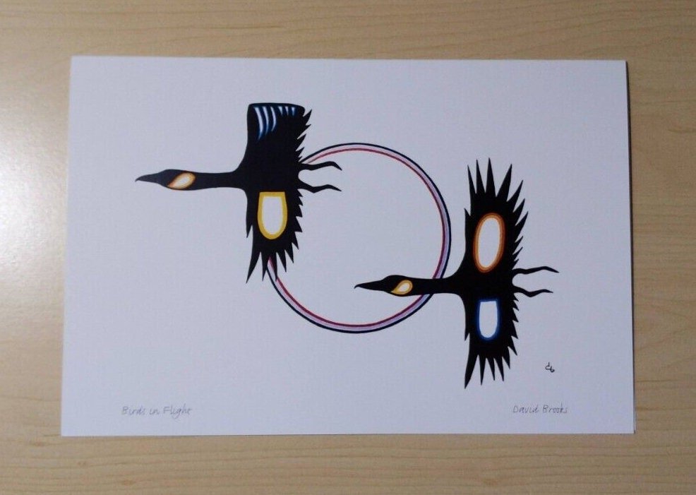 Birds in Flight by David Brooks Mi'kmaq Artist 6"x9" Art Card