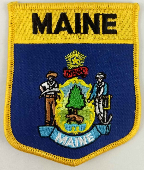 Maine State Shield Patch Badge Embroidered Iron On Applique USA United States of America