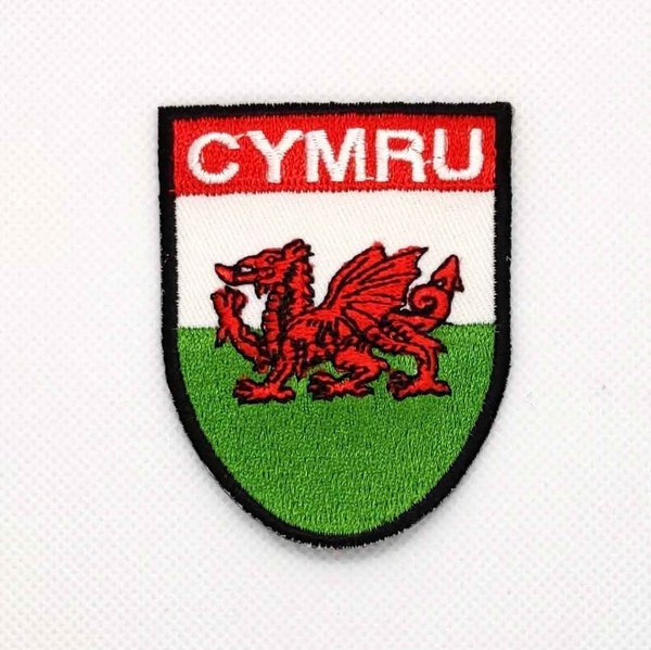 Wales Cymru Shield Crest Patch Badge Embroidered Iron On Applique Welsh