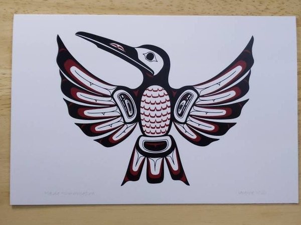 Haida Hummingbird by Clarence Mills Haida Artist 6"x9" art card