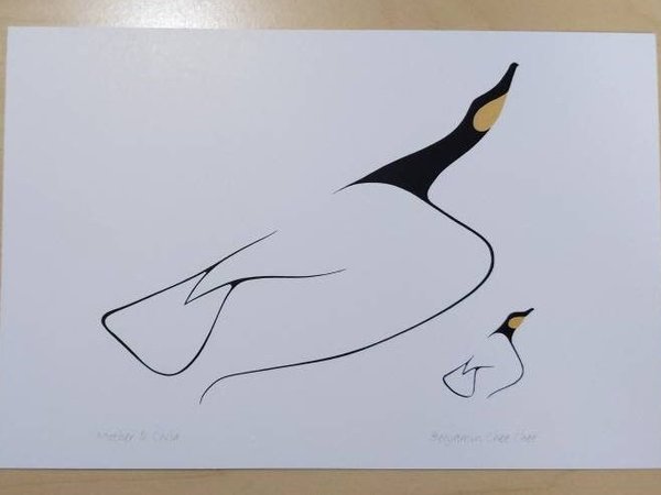 Mother and Child by Benjamin Chee Chee Ojibway Artist 6"x9" Art Card