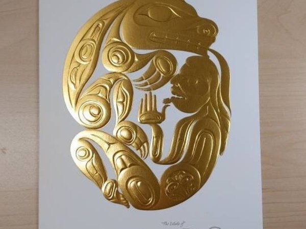 The Bear Mother by Bill Reid Haida Artist 6"x9" Gold Embossed Art Card