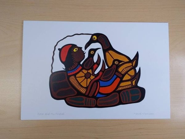 Peter and His Friends by Norval Morrisseau Ojibway Artist 6"x9" Art Card