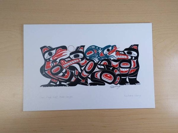 Crow, Frog, Wolf, Bear Design by Richard Shorty Northern Tutchone Yukon Artist 6"x9" Art Card