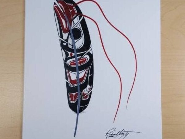 Eagle Feather by Richard Shorty Northern Tutchone Yukon Artist 6"x9" Art Card