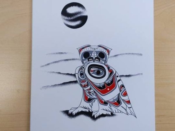 Snowy Owl by Richard Shorty Northern Tutchone Yukon Artist 6"x9" Art Card