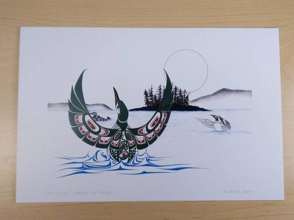 Stir It Up - Looking Out Always - Loon by Richard Shorty Northern Tutchone Yukon Artist 6"x9" Art Card