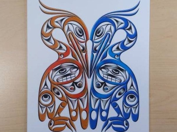 Herons - For Life 2 by Joe Wilson Salish Artist 6"x9" Art Card
