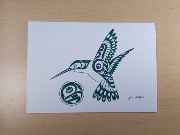 Hummingbird by Joe Wilson Salish Artist 6"x9" Art Card