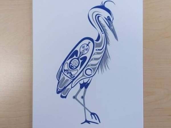 Blue Heron by April White Haida Artist 6"x9" Art Card