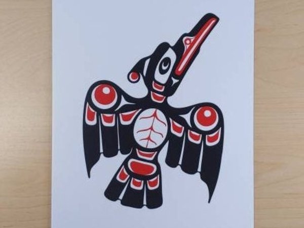 Baby Raven First Flight by John A Sharkey Coast Salish Artist 6"x9" Art Card