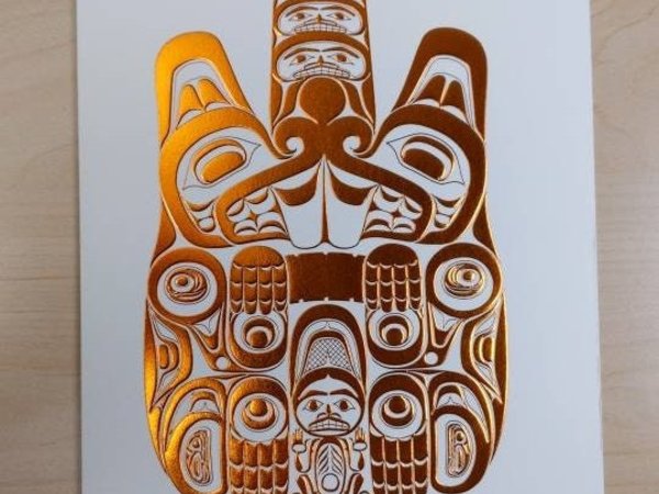Haida Beaver by Bill Reid Haida Artist 6"x9" Copper Embossed Art Card