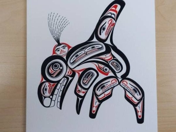 Haida Killer Whale "SKAANA" by Bill Reid Haida Artist 6"x9" Art Card