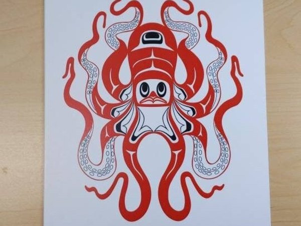 Octopus by Eric Parnell Haida Artist 6"x9" Art Card