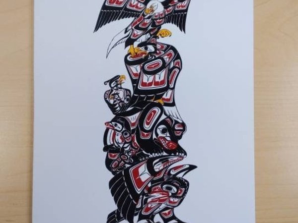 Family Totem by Richard Shorty Northern Tutchone Yukon Artist 6"x9" Art Card