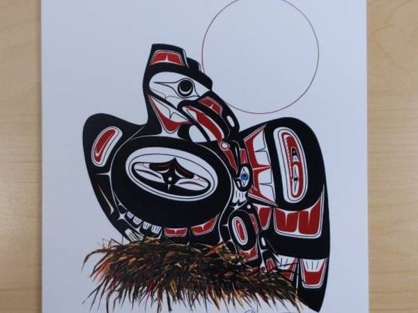 Raven and Little One by Richard Shorty Northern Tutchone Yukon Artist 6"x9" Art Card