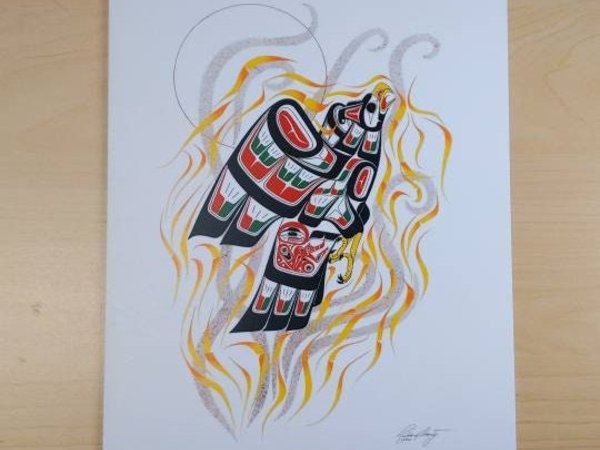 Rising Up from the Ashes - Phoenix by Richard Shorty Northern Tutchone Yukon Artist 6"x9" Art Card