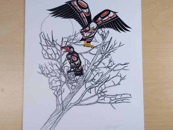 Spirit of the Eagle Lies Within by Richard Shorty Northern Tutchone Yukon Artist 6"x9" Art Card