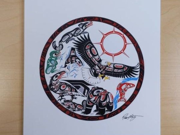 Wild Life Design by Richard Shorty Northern Tutchone Yukon Artist 6"x9" Art Card