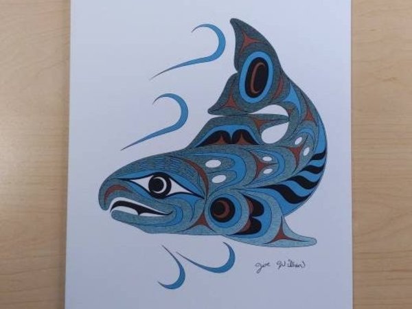 Spawning Salmon by Joe Wilson Salish Artist 6"x9" Art Card