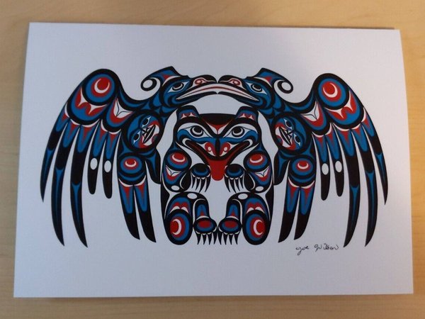 Bear and Two Ravens by Joe Wilson Salish Artist 6"x9" Art Card