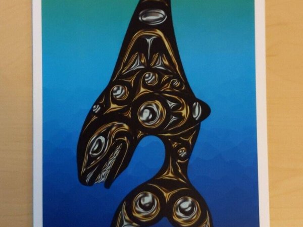 Orca Spirit by Joe Wilson Salish Artist 6"x9" Art Card