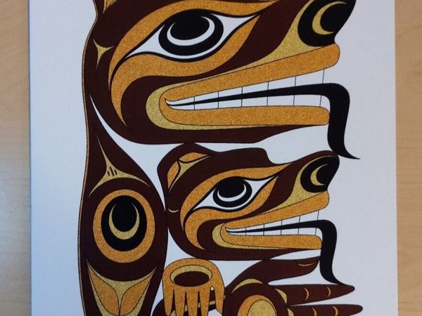 Mother Bear and Cub by Joe Wilson Salish Artist 6"x9" Art Card